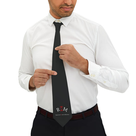 Necktie Classic Black with Classy RHM Logo — Professional Dress Tie