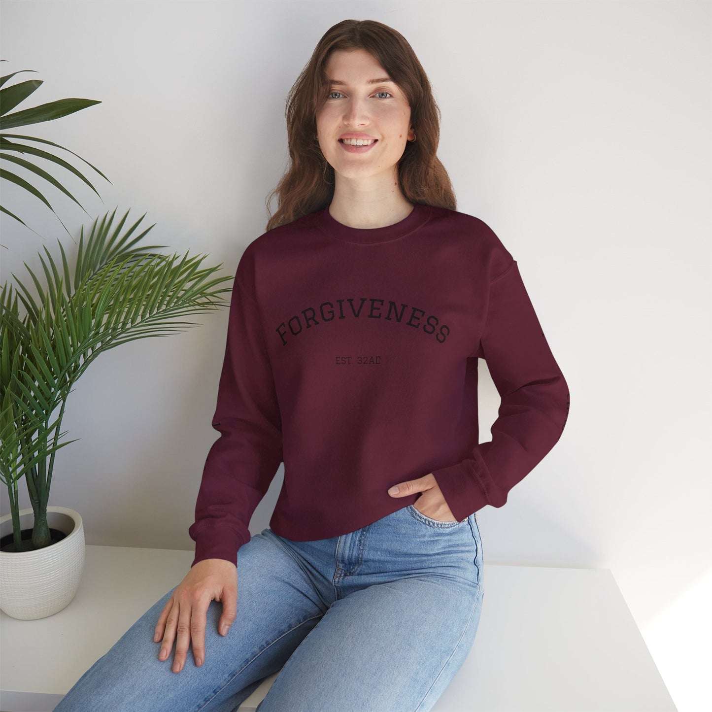 Forgiveness Crewneck Sweatshirt (Romans 10:9) — Christian Faith Verse Pullover