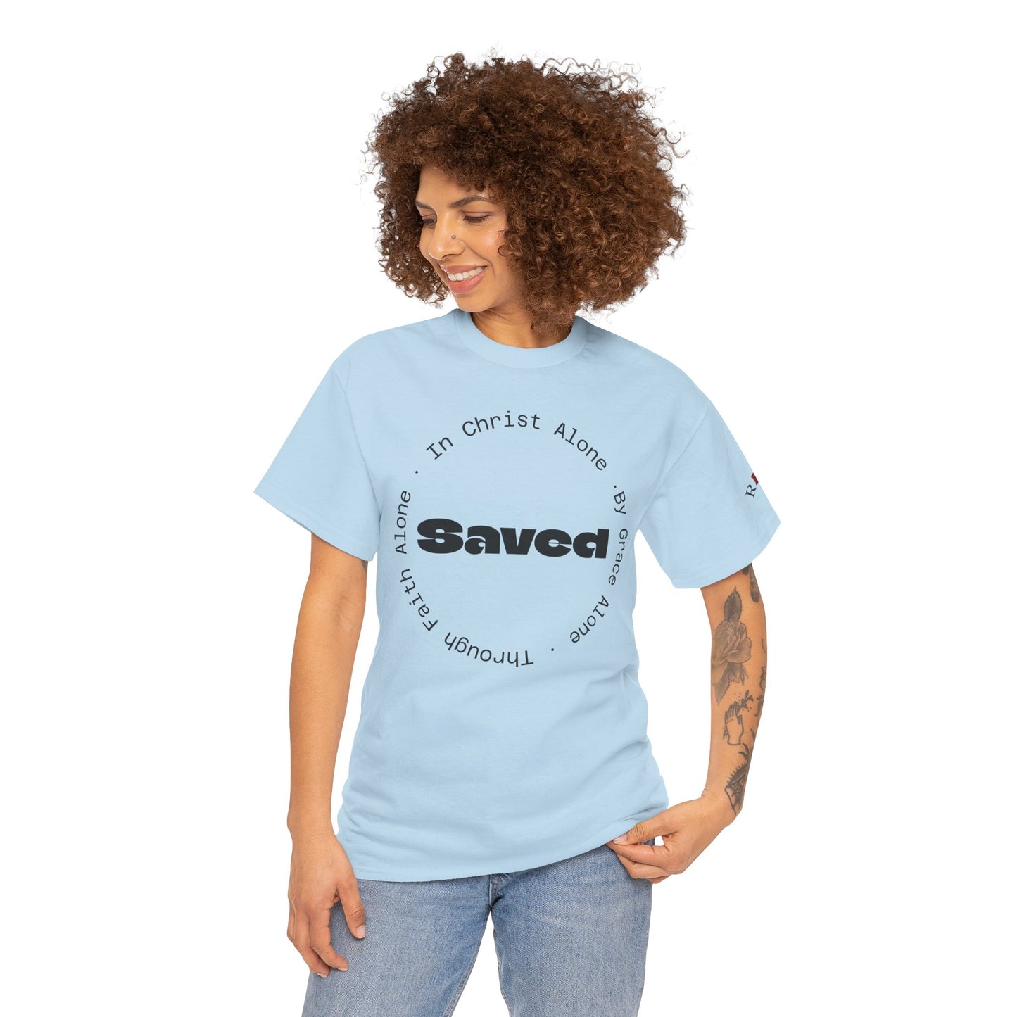 "Saved" Ephesians 2:8 T‑Shirt — Scripture back