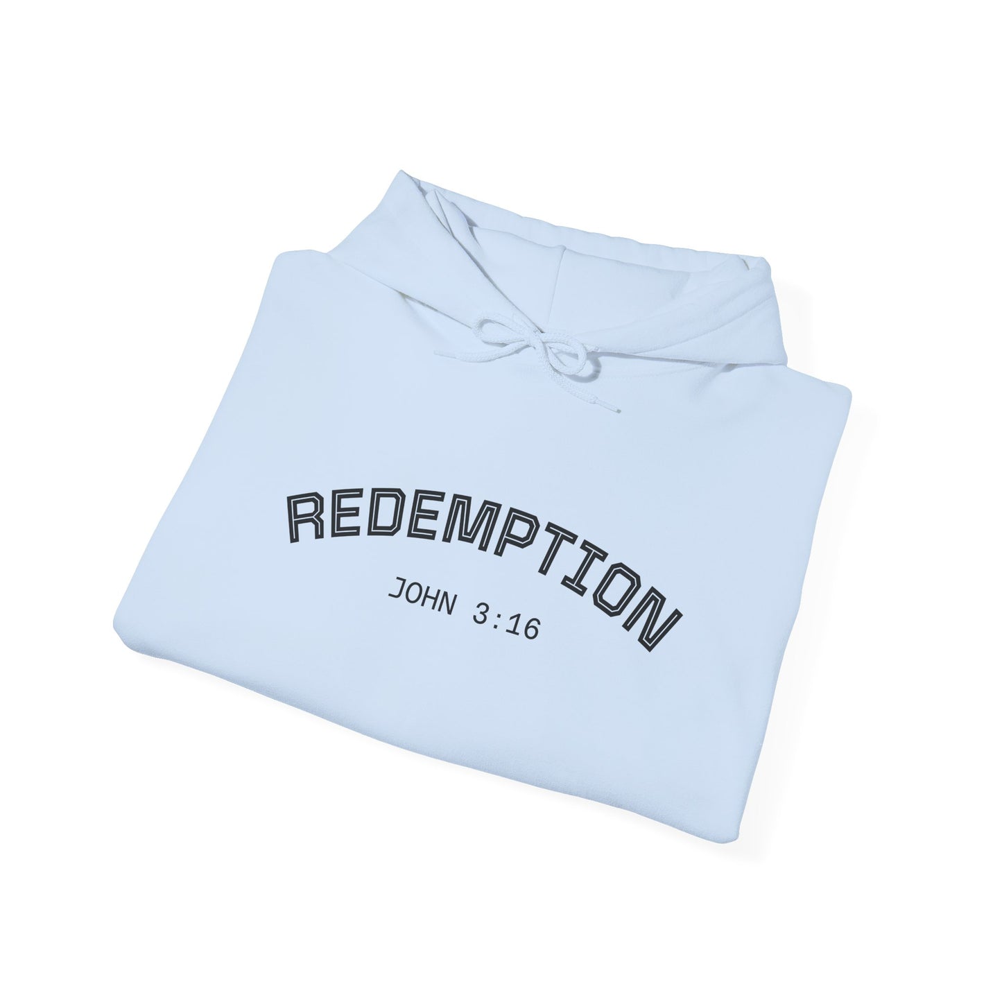 Redemption John 3:16 Hoodie — RHM Pullover with Scripture Back Print