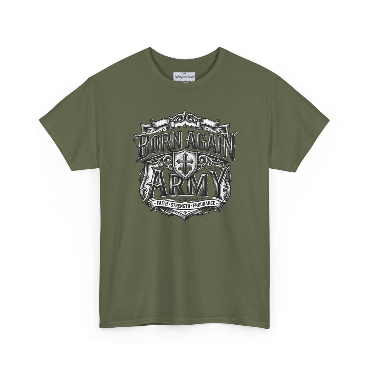 Born Again Army T-Shirt — Christian Faith Graphic Tee (1 Peter 1:23)
