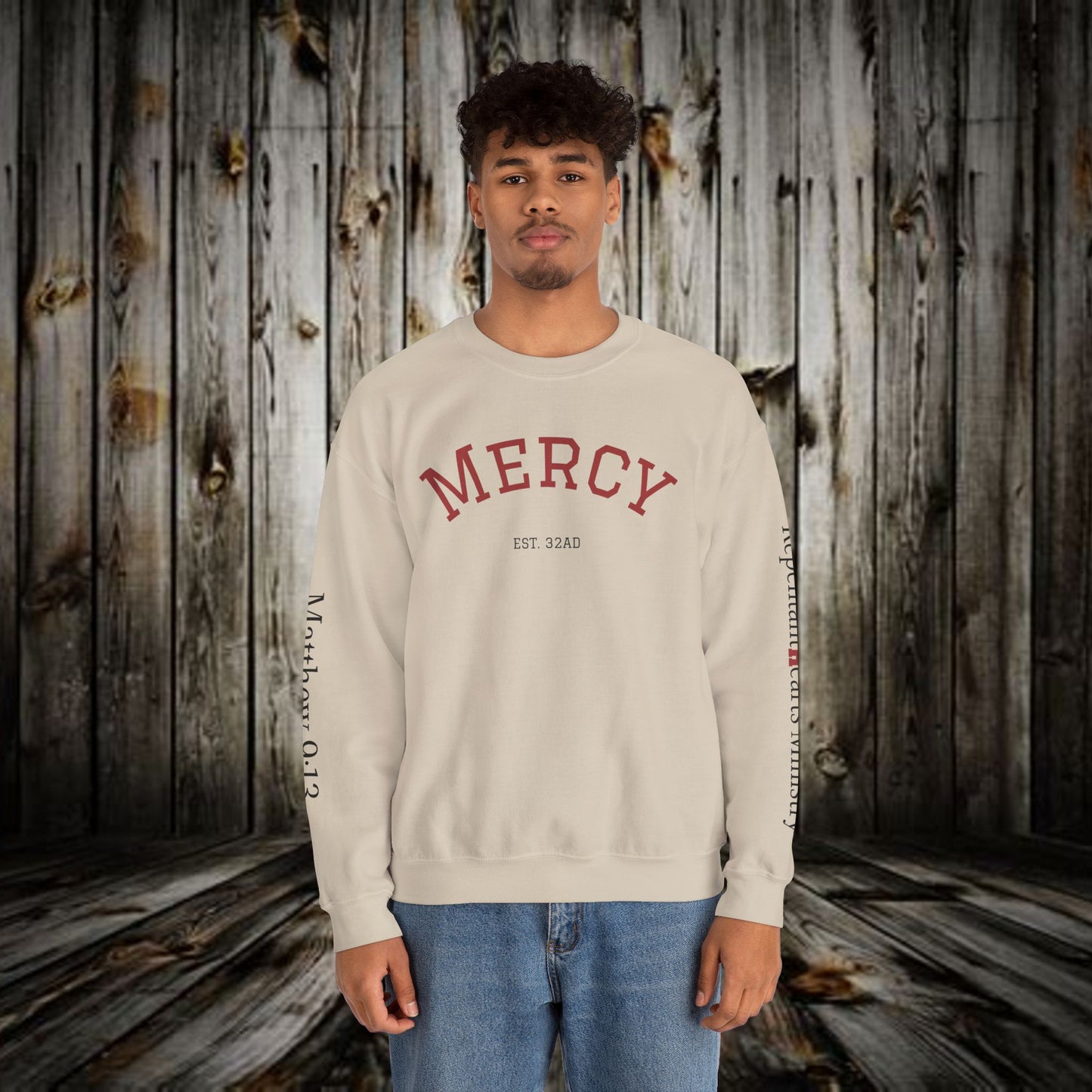 Mercy Crewneck Sweatshirt (Matthew 9:13) — "I Desire Mercy, Not Sacrifice" Inspirational Bible Verse Sweatshirt