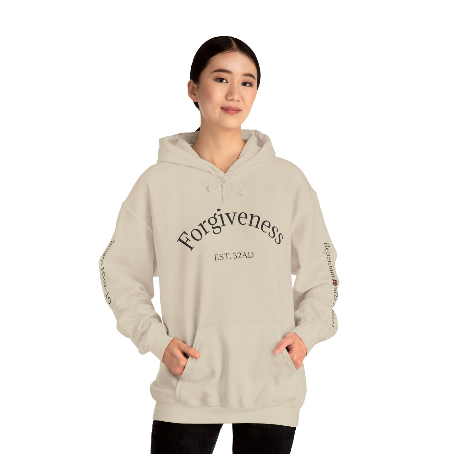 Forgiveness Hoodie (Romans 10:9-10)— Christian Scripture Faith Pullover