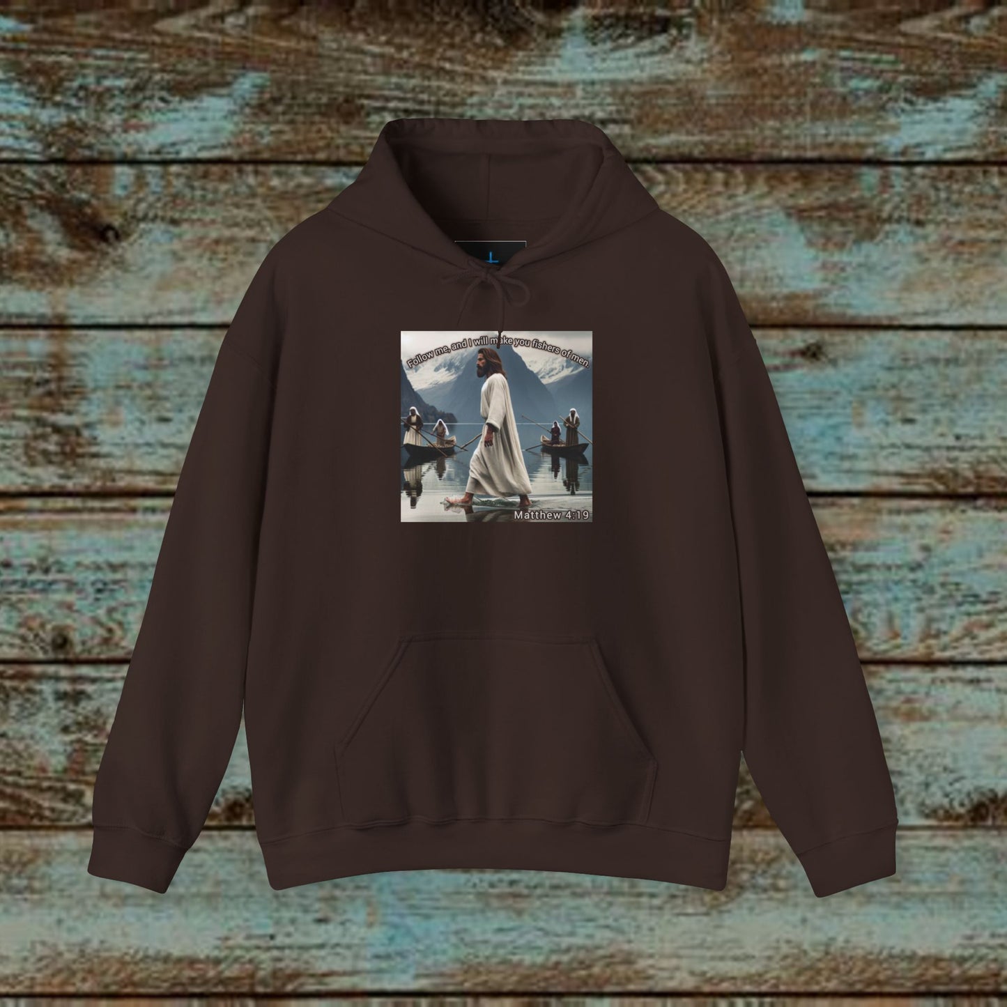 Matt 4:19 - Jesus Image- Unisex Heavy Blend™ Hooded Sweatshirt - Scriptural Mountain Design
