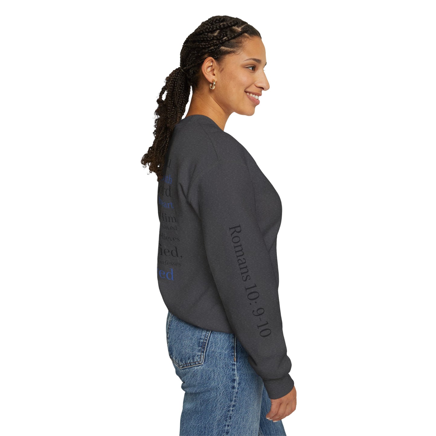 Forgiveness Crewneck Sweatshirt (Romans 10:9) — Christian Faith Verse Pullover
