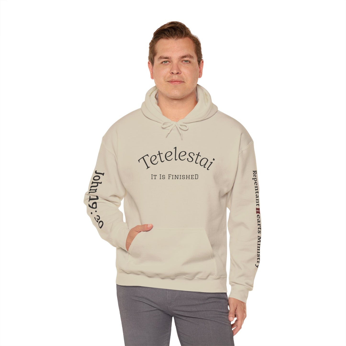 "Tetelestai" -It Is Finished- John 19:30 Hoodie — Christian Scripture Sweatshirt