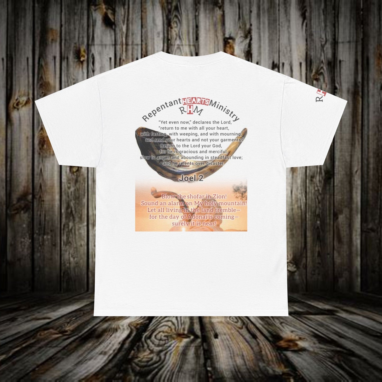 Biblical- Repentant Hearts Ministry T‑Shirt —  Christian Tee with Scripture & Shofar Design