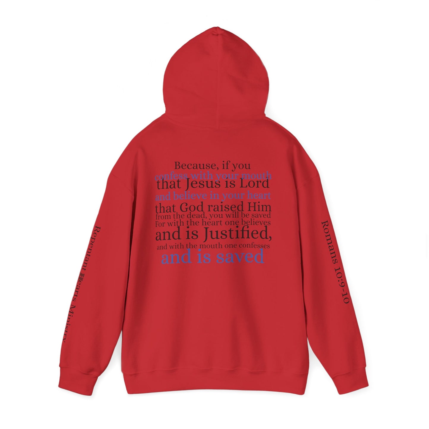 Forgiveness Hoodie (Romans 10:9-10)— Christian Scripture Faith Pullover