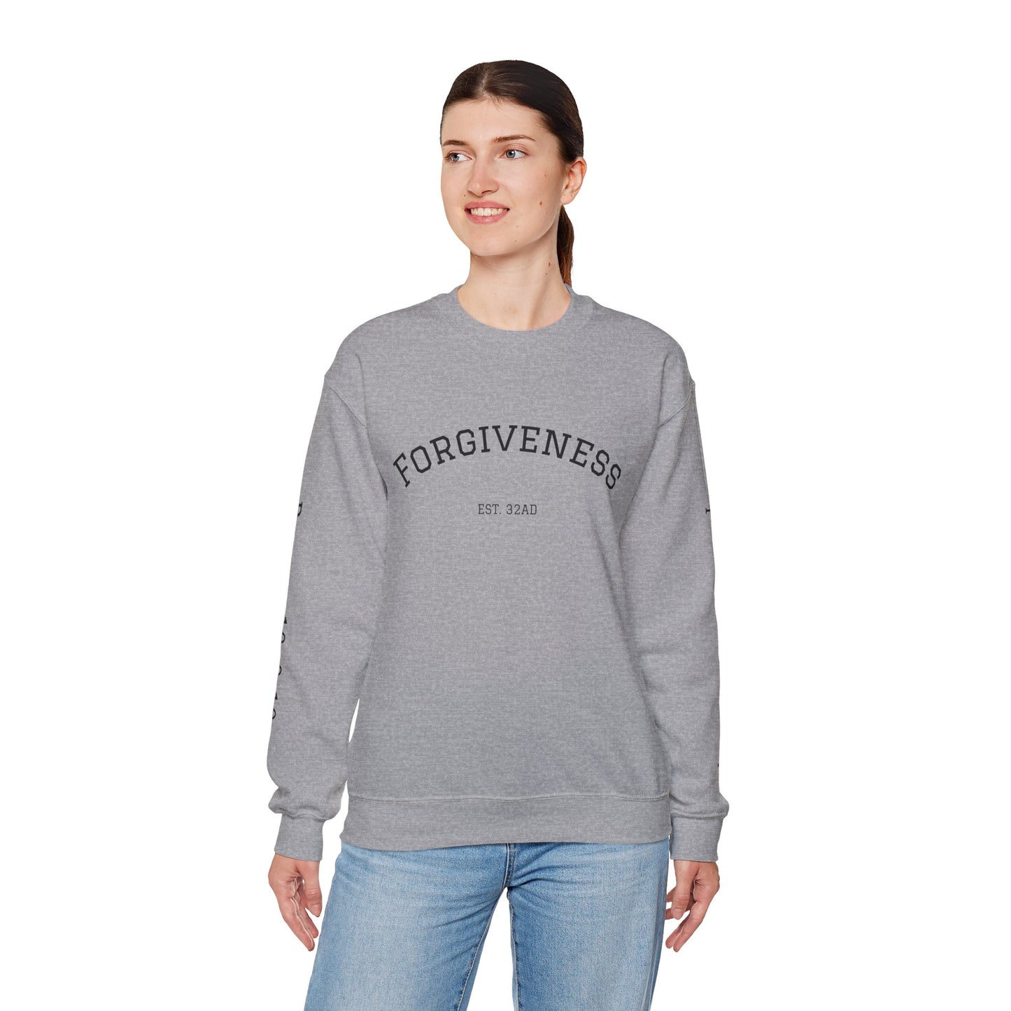 Forgiveness Crewneck Sweatshirt (Romans 10:9) — Christian Faith Verse Pullover