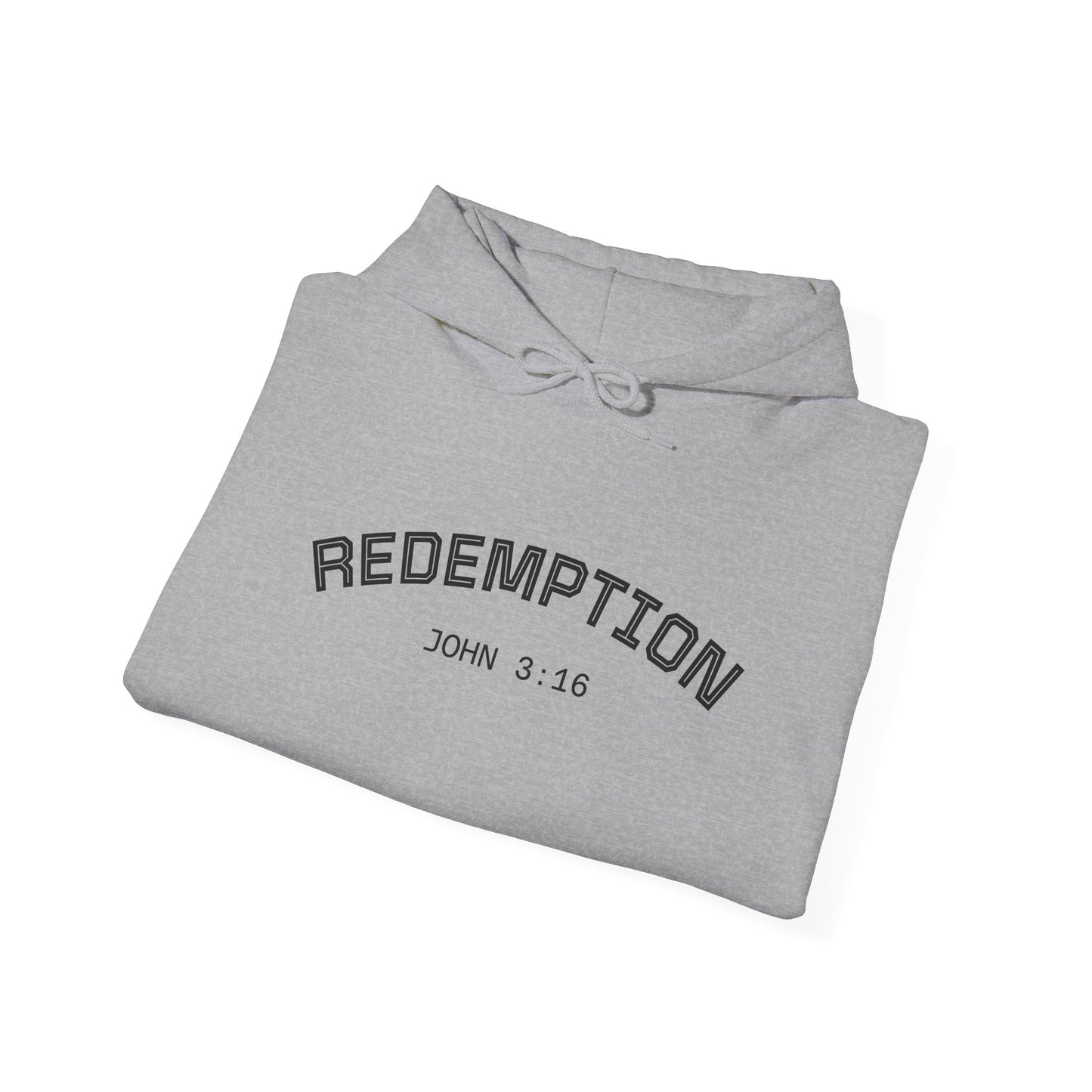 Redemption John 3:16 Hoodie — RHM Pullover with Scripture Back Print