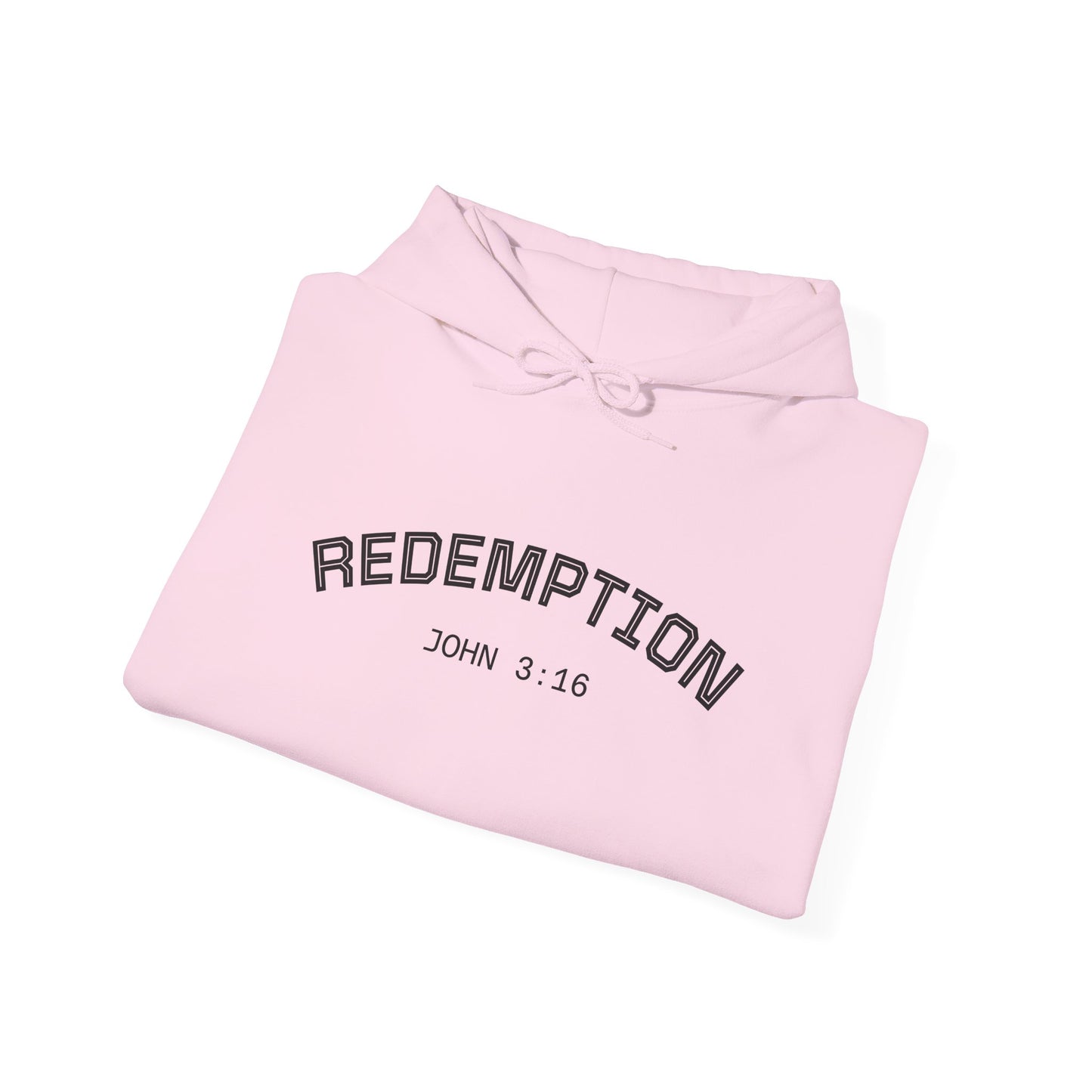 Redemption John 3:16 Hoodie — RHM Pullover with Scripture Back Print