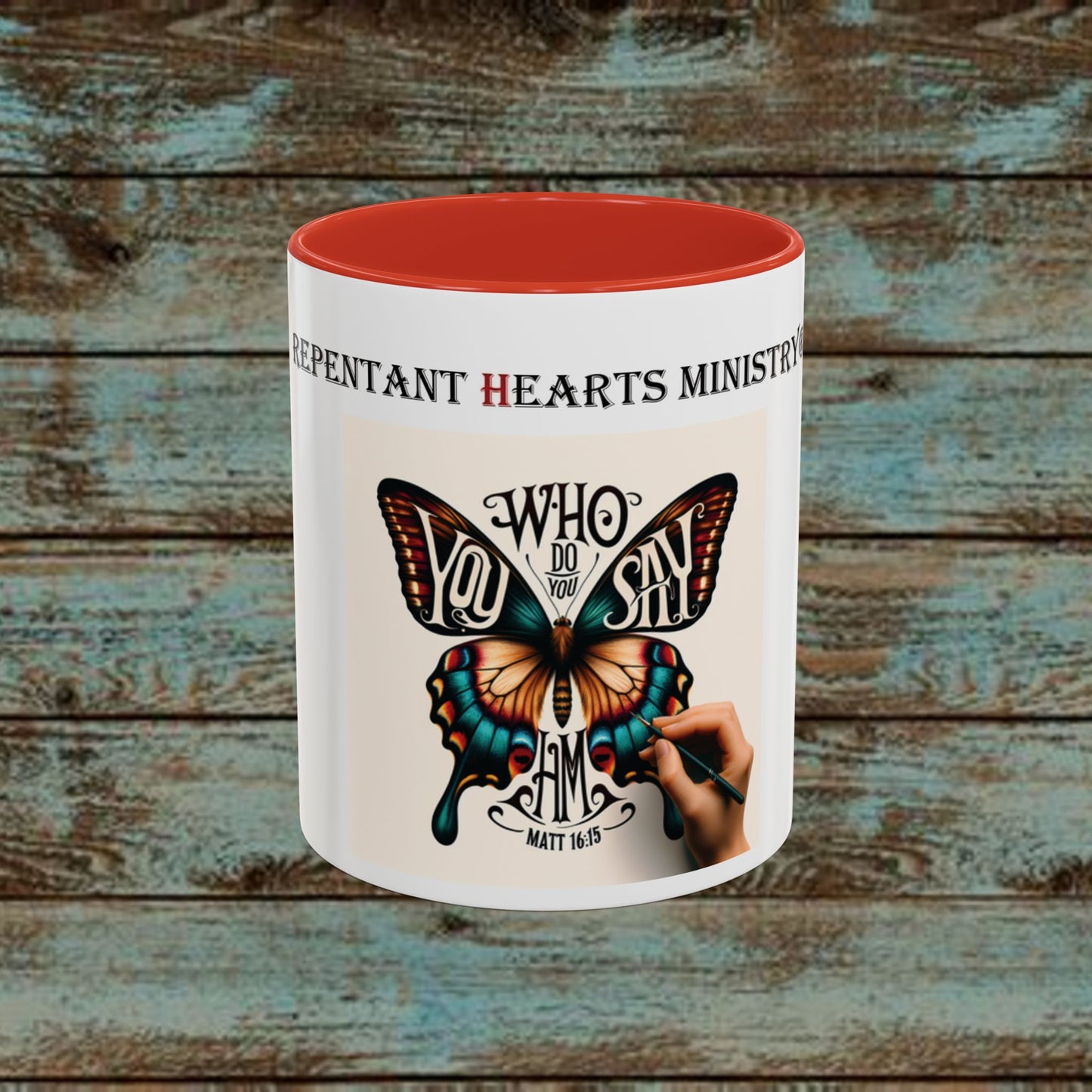 Cup Biblical Butterfly Accent Coffee Mug - "Who Do You Say I Am"