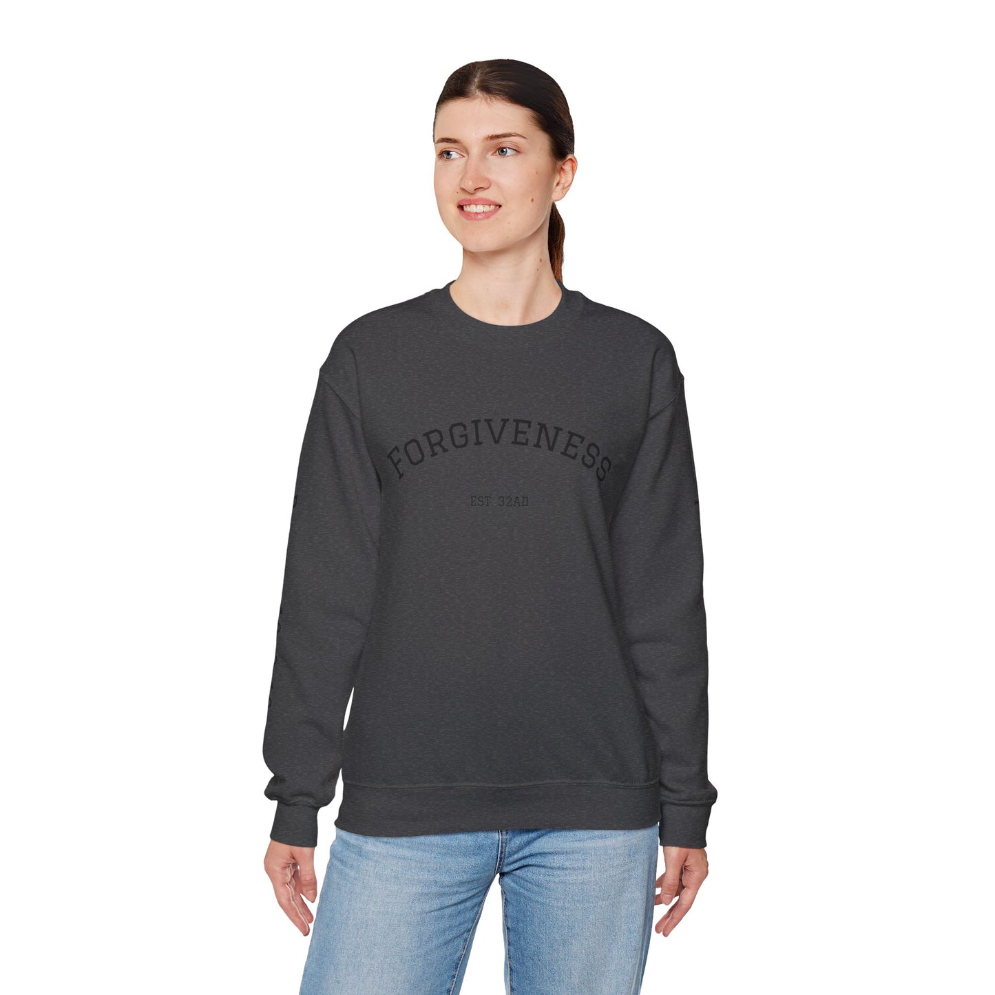 Forgiveness Crewneck Sweatshirt (Romans 10:9) — Christian Faith Verse Pullover