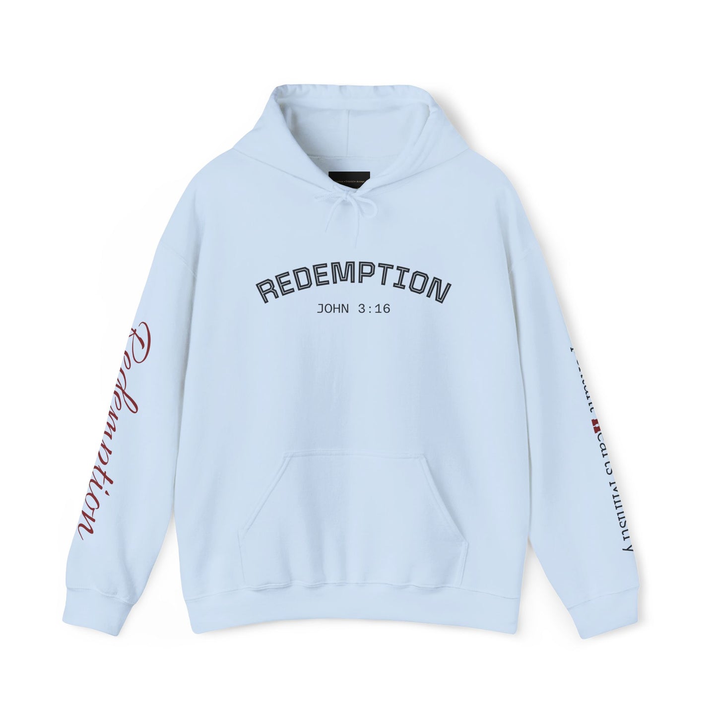 Redemption John 3:16 Hoodie — RHM Pullover with Scripture Back Print
