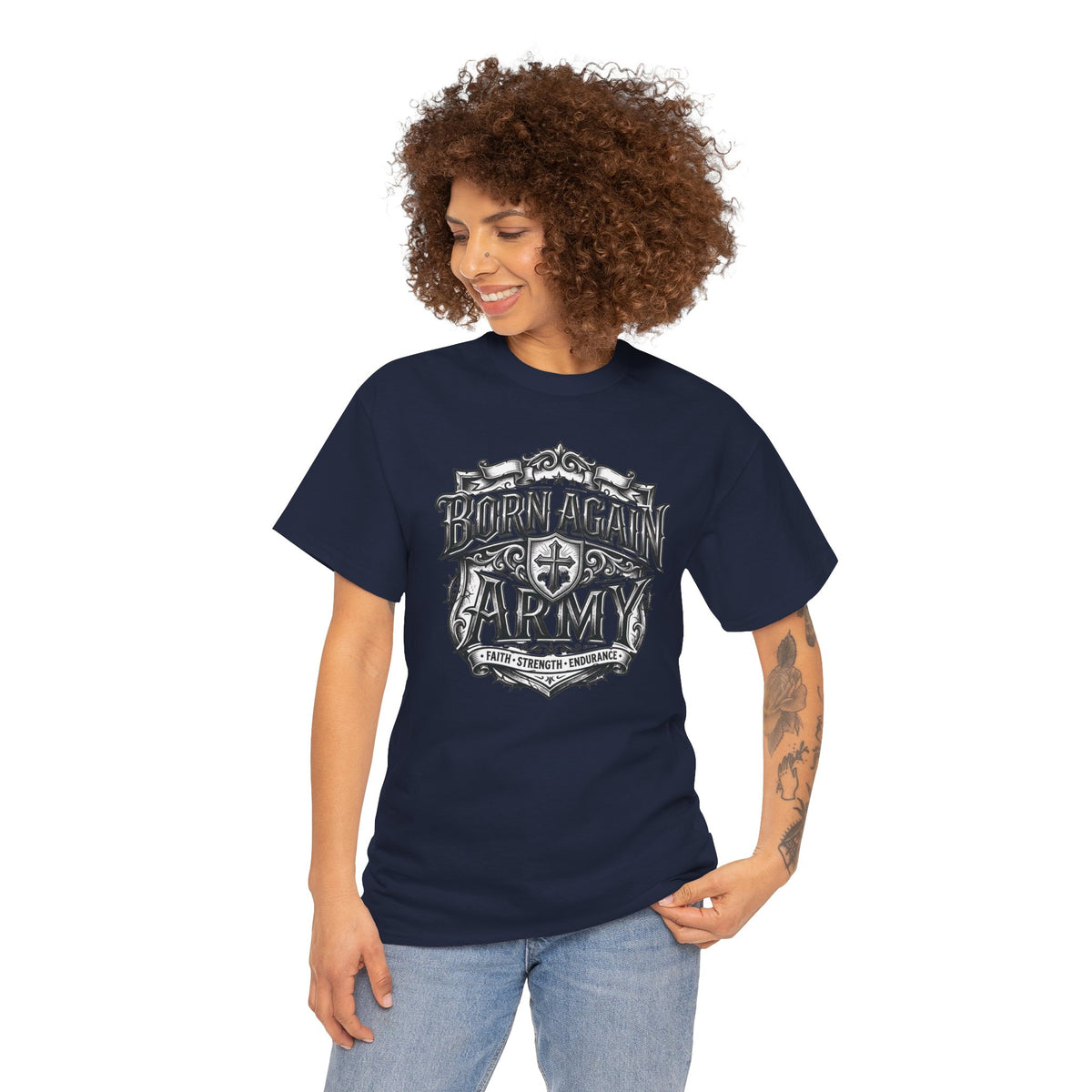 Born Again Army T-Shirt — Christian Faith Graphic Tee (1 Peter 1:23)