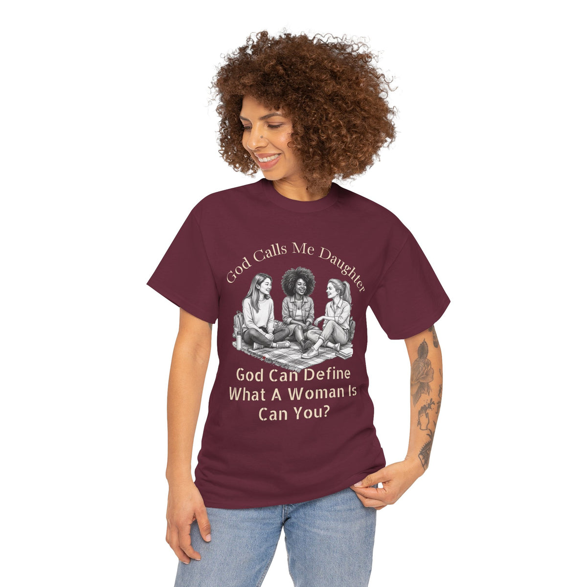 God Calls Me Daughter T-Shirt — "God Can Define What A Woman Is, Can You?" Biblical anti-woke Christian Tee
