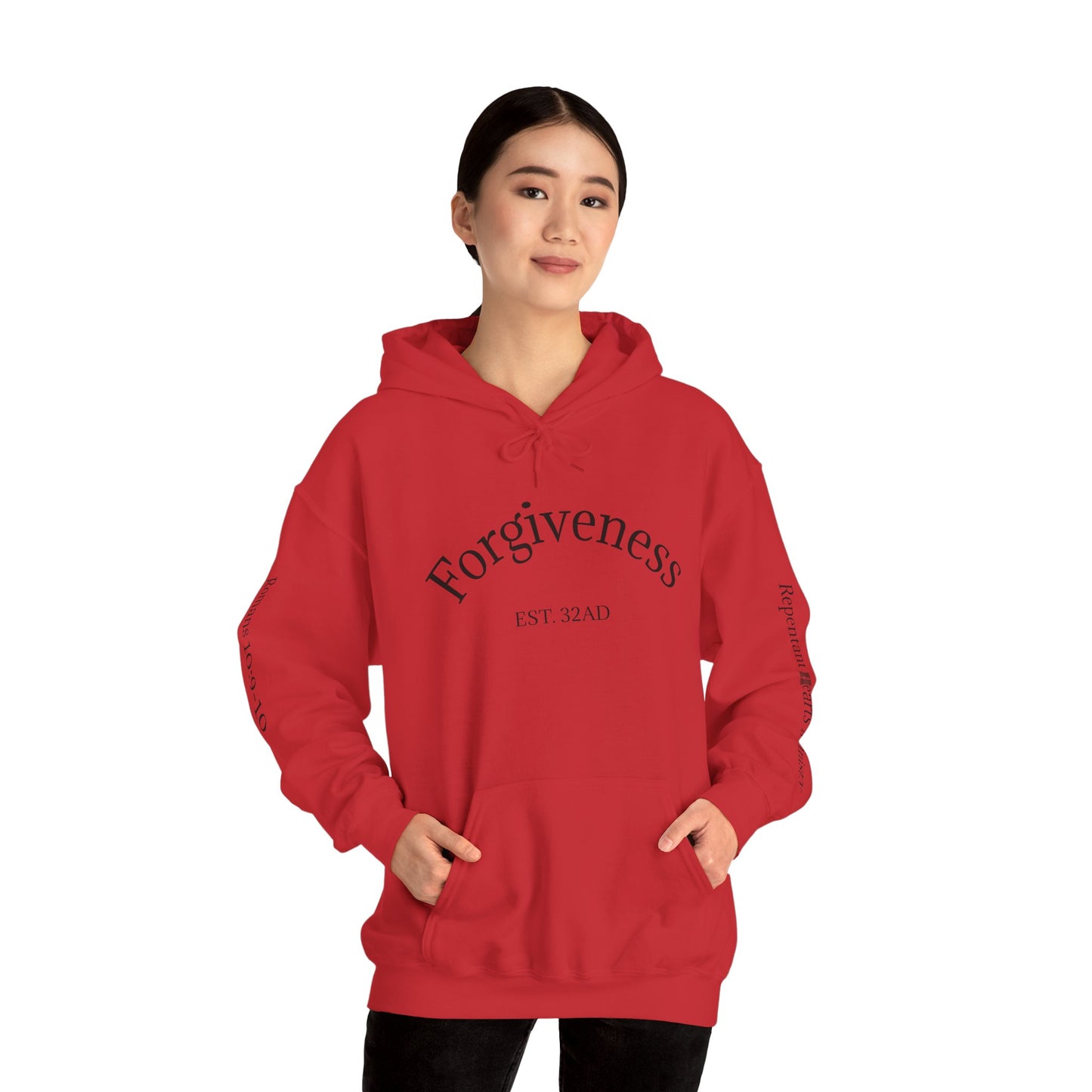 Forgiveness Hoodie (Romans 10:9-10)— Christian Scripture Faith Pullover
