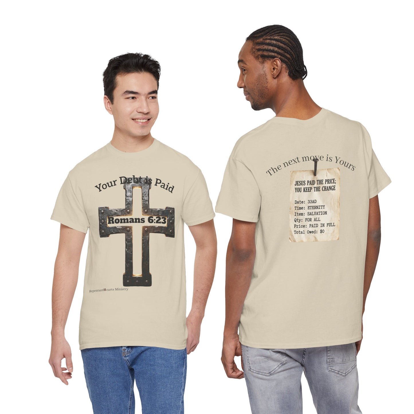Your Debt Is Paid Romans 6:23 Inspirational- Christian Cross T-Shirt
