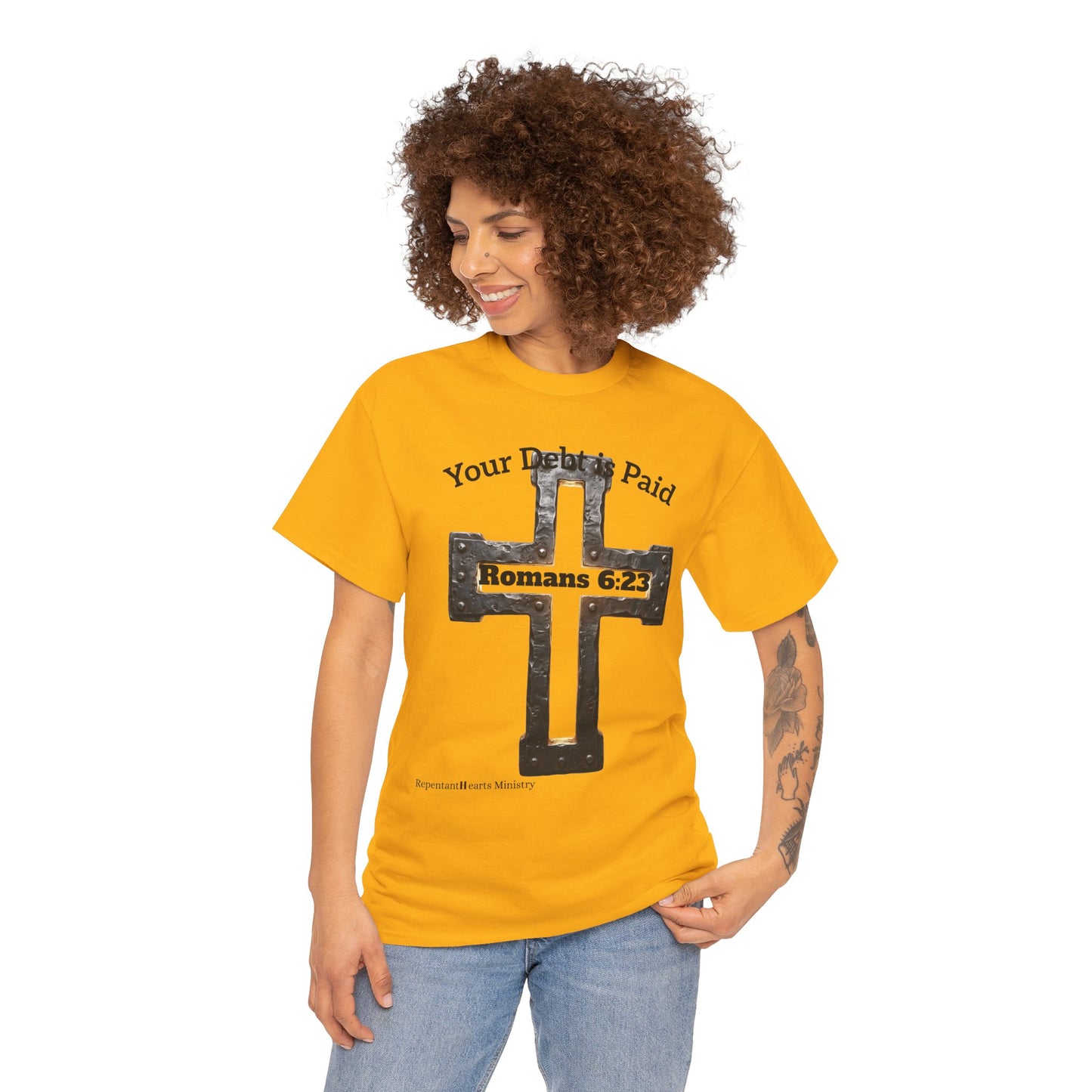 Your Debt Is Paid Romans 6:23 Inspirational- Christian Cross T-Shirt