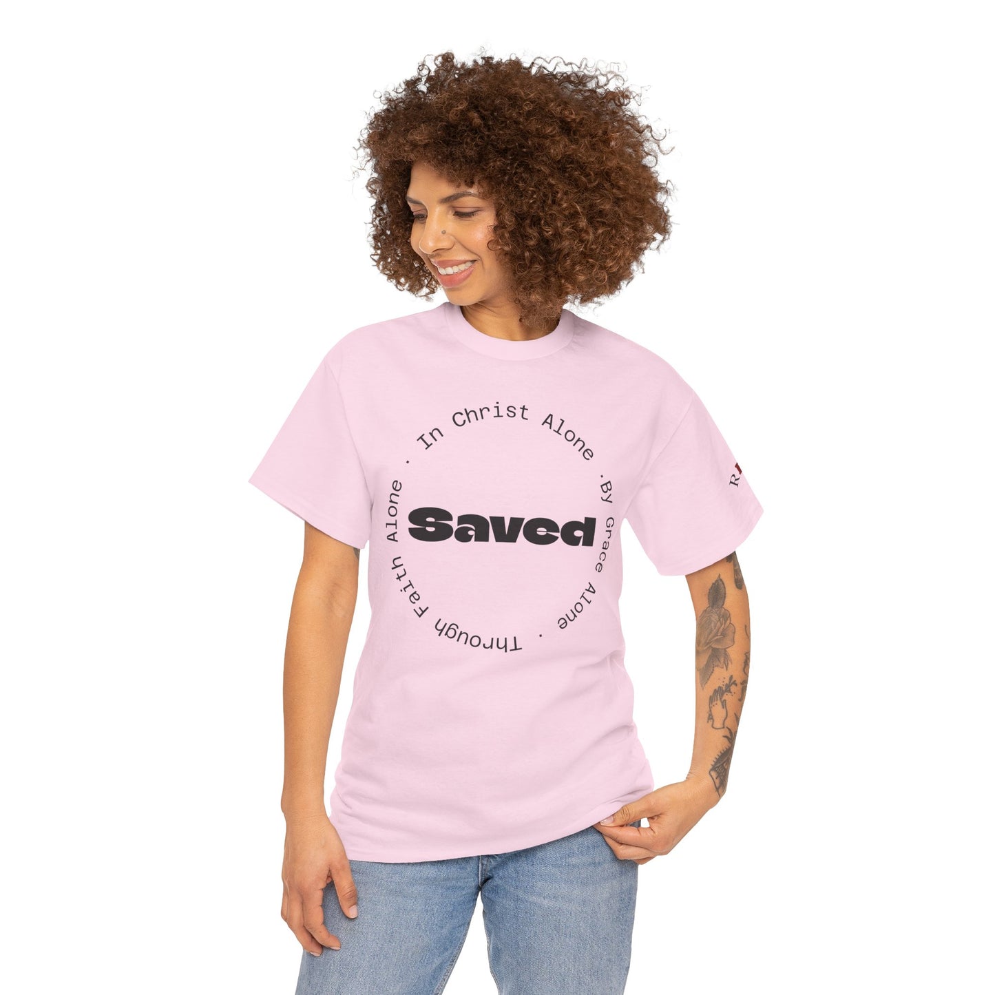 "Saved" Ephesians 2:8 T‑Shirt — Scripture back