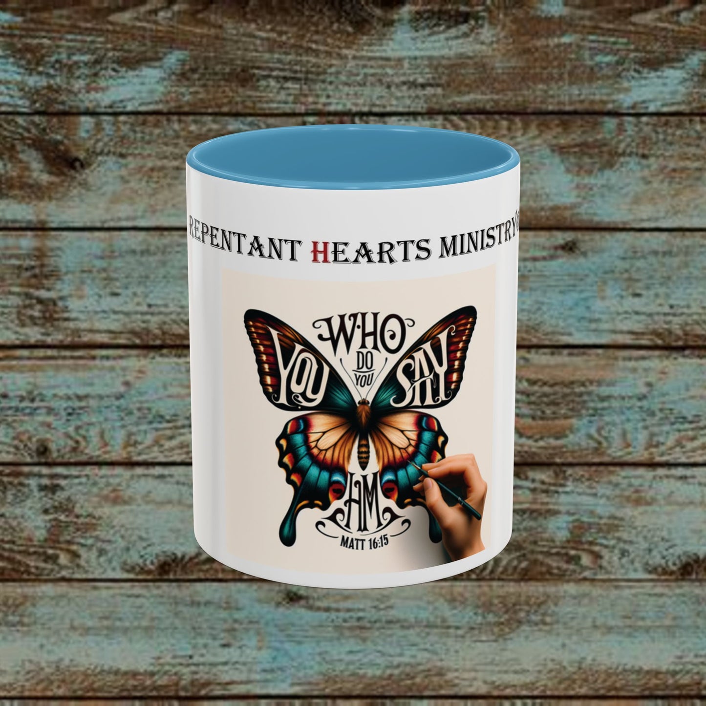 Cup Biblical Butterfly Accent Coffee Mug - "Who Do You Say I Am"