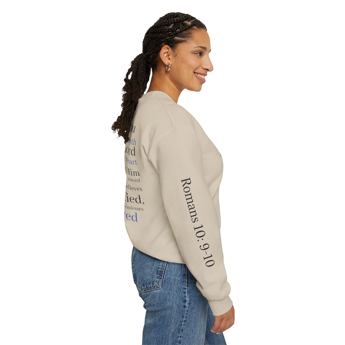 Forgiveness Crewneck Sweatshirt (Romans 10:9) — Christian Faith Verse Pullover