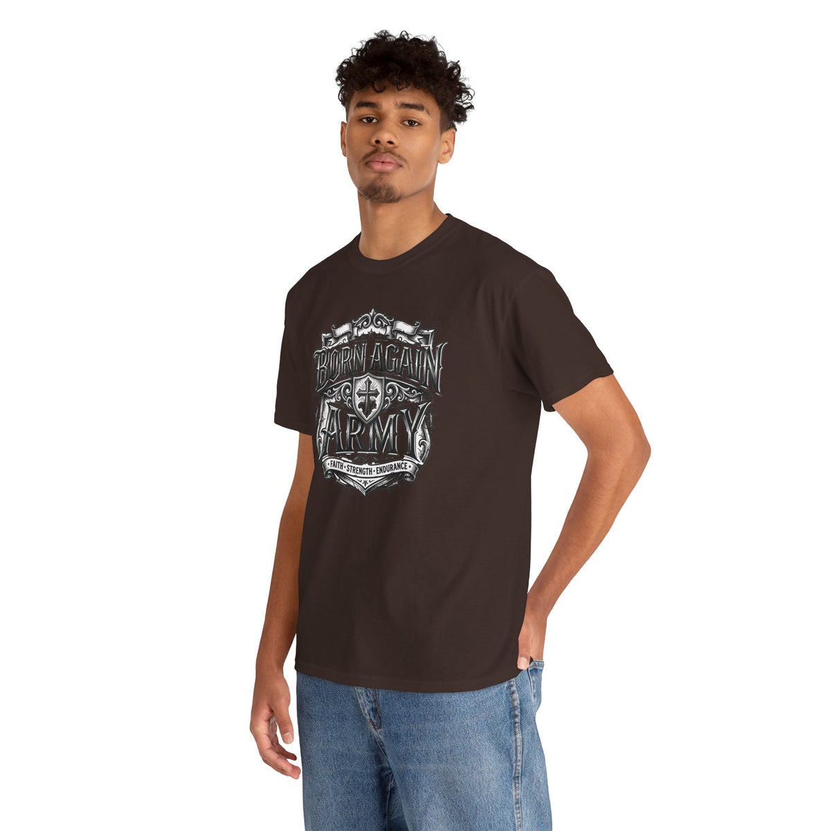 Born Again Army T-Shirt — Christian Faith Graphic Tee (1 Peter 1:23)