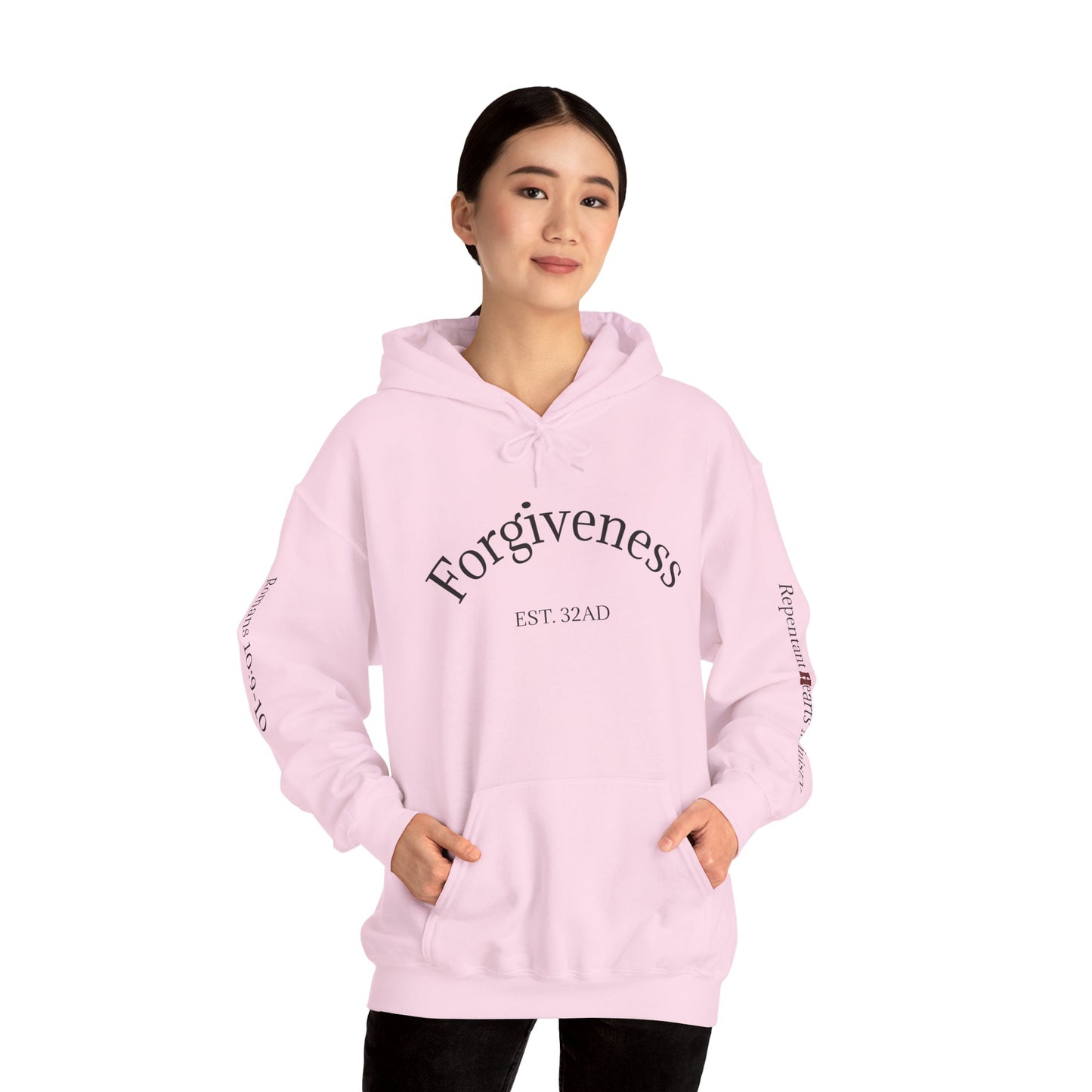 Forgiveness Hoodie (Romans 10:9-10)— Christian Scripture Faith Pullover