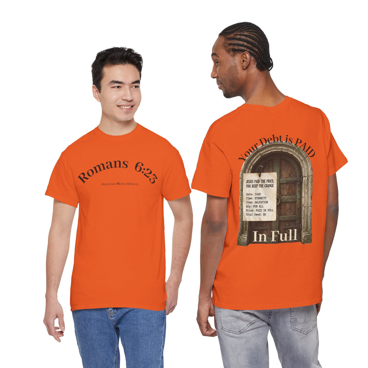 Your Debt Is Paid Romans 6:23 Inspirational- Christian Cross T-Shirt