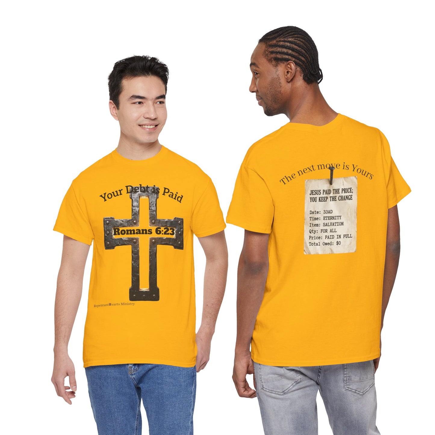 Your Debt Is Paid Romans 6:23 Inspirational- Christian Cross T-Shirt