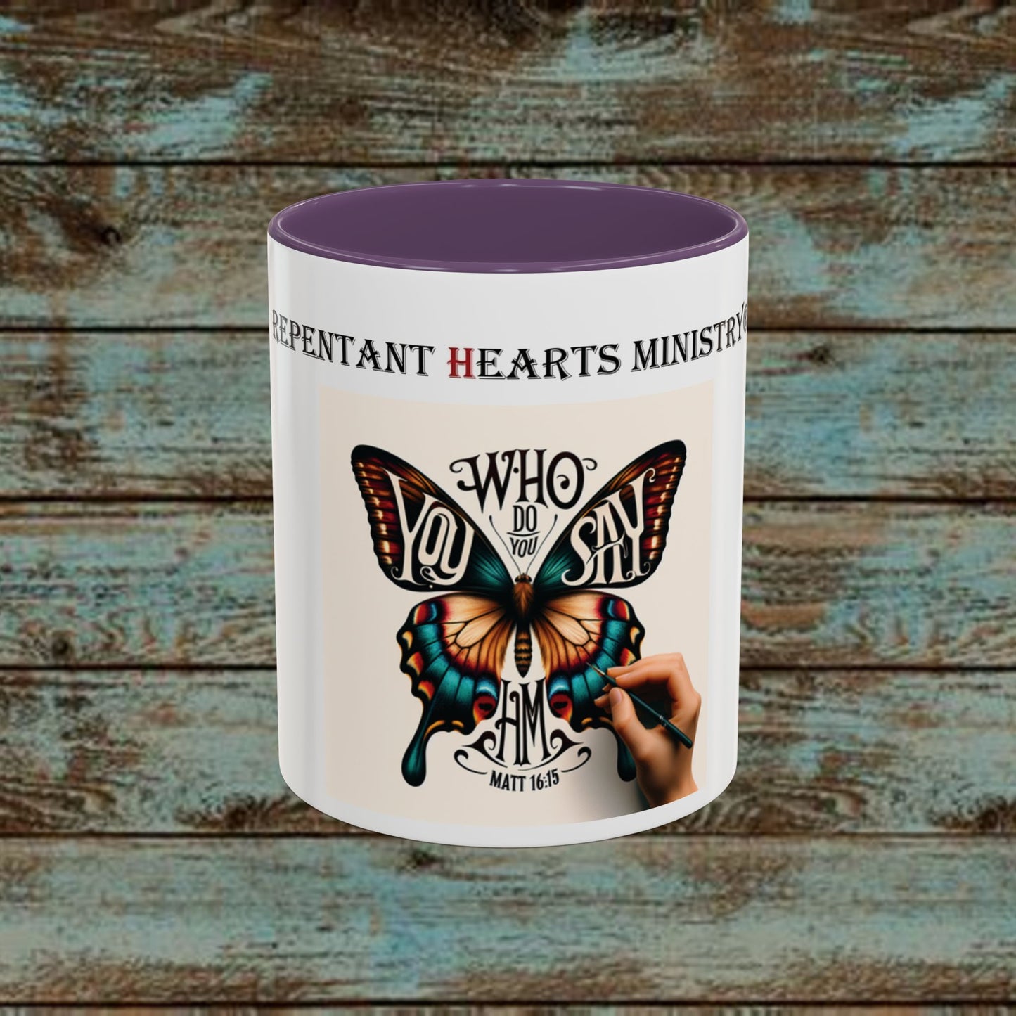 Cup Biblical Butterfly Accent Coffee Mug - "Who Do You Say I Am"