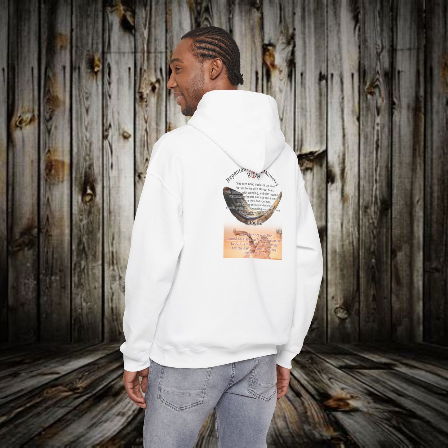 Biblical- Repentant Hearts Ministry Hoodie — Christian Hoodie with Scripture & Shofar Design