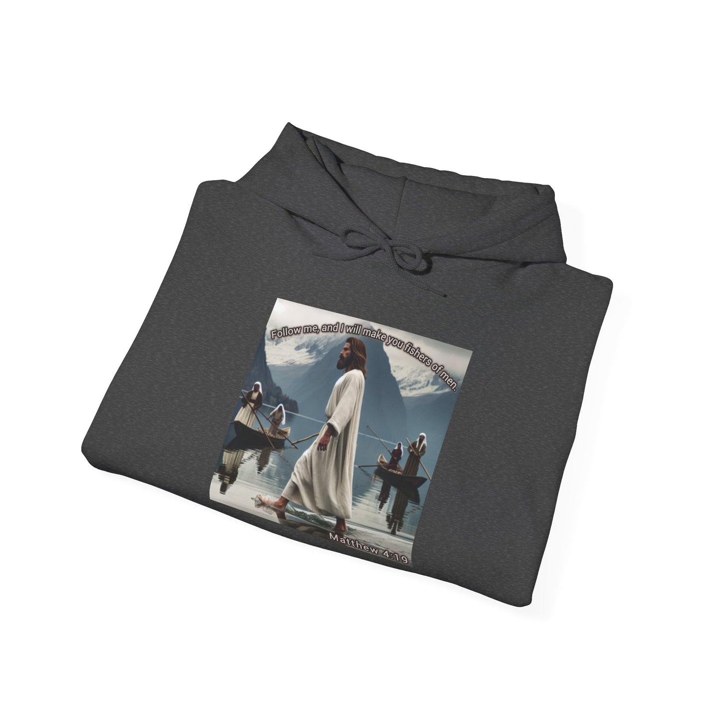 Matt 4:19 - Jesus Image- Unisex Heavy Blend™ Hooded Sweatshirt - Scriptural Mountain Design
