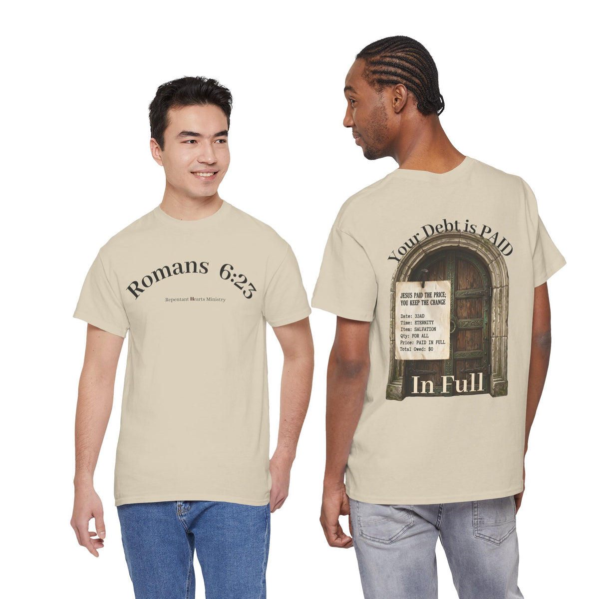 Your Debt Is Paid Romans 6:23 Inspirational- Christian Cross T-Shirt