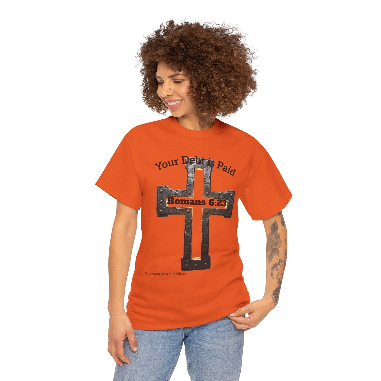 Your Debt Is Paid Romans 6:23 Inspirational- Christian Cross T-Shirt