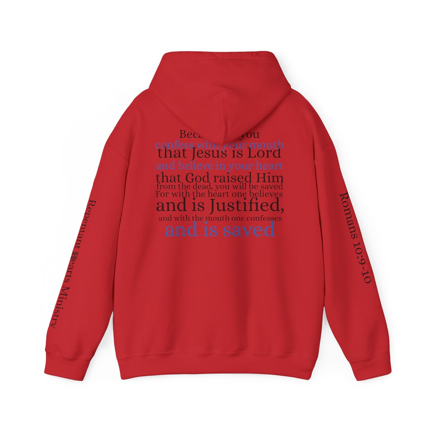 Forgiveness Hoodie (Romans 10:9-10)— Christian Scripture Faith Pullover